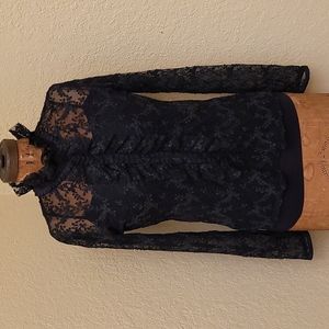 Womens Black Crochet Ruffle Etro Blouse Size 42